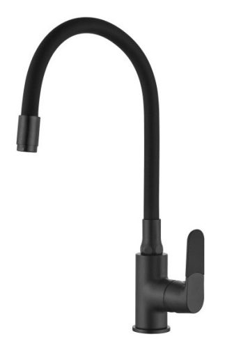 Mosogató csaptelep, Invena Joga Plus álló, flexibilis kifolyócsővel, fekete BZ-32-P04-C