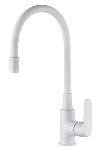 Mosogató csaptelep, Invena Joga Plus álló, flexibilis kifolyócsővel, fehér BZ-32-P02-C