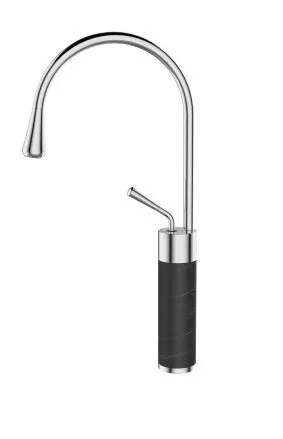 Mosdó csaptelep, Invena Stone/Gabro magasított mosdó csaptelep, fekete-króm BU-03-W08-V