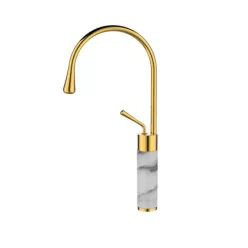   Mosdó csaptelep, Invena Stone/Gabro magasított mosdó csaptelep, fehér-arany BU-03-W13-V