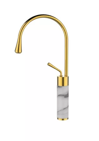Mosdó csaptelep, Invena Stone/Gabro magasított mosdó csaptelep, fehér-arany BU-03-W13-V
