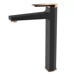   Mosdó csaptelep, Invena Midnight magasított mosdó csaptelep, fekete/rose gold BU-35-W14-V