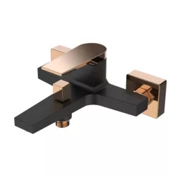   Kádtöltő csaptelep, Invena Midnight zuhanyszett nélkül, fekete/rose gold BW-35-014-V