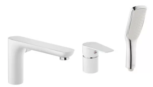 Kádperemre szerelhető csaptelep, Invena Dokos kádtöltő csaptelep, fehér-króm BW-19-S02-V