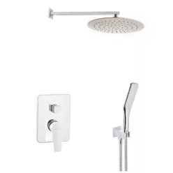   Falba süllyesztett csaptelep,Invena Dokos zuhanyrendszer szett,fehér-króm BS-19-BK2-A