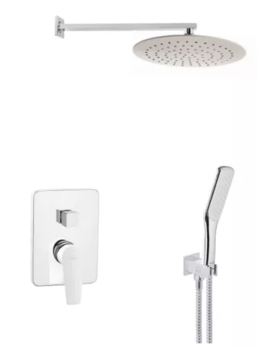 Falba süllyesztett csaptelep,Invena Dokos zuhanyrendszer szett,fehér-króm BS-19-BK2-A