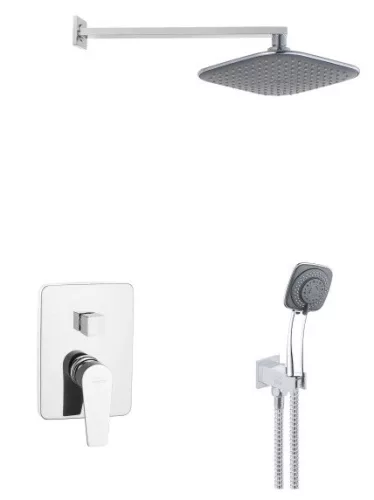 Falba süllyesztett csaptelep, Invena Dokos falsík alatti zuhanyrendszer szett, króm BS-19-GK2-A