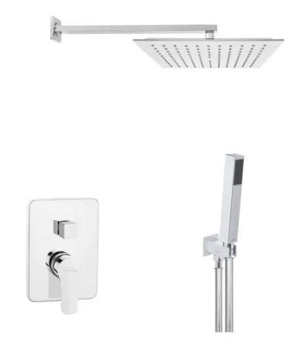 Falba süllyesztett csaptelep,Invena Verso Square zuhanyrendszer szett, króm BS-82-0K2-A
