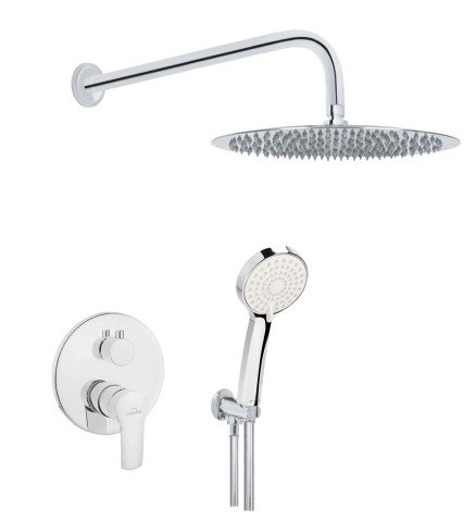 Falba süllyesztett csaptelep, Invena Verso falsík alatti zuhanyrendszer szett, króm BS-82-0O2-A