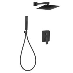   Falba süllyesztett csaptelep, Invena Siros Square zuhanyrendszer szett, fekete BS-90-010-A