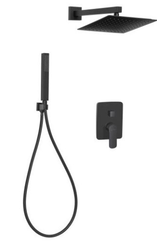 Falba süllyesztett csaptelep, Invena Siros Square zuhanyrendszer szett, fekete BS-90-010-A