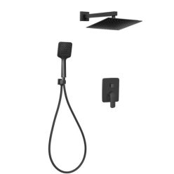   Falba süllyesztett csaptelep, Invena Siros Square zuhanyrendszer szett, fekete BS-90-011-A