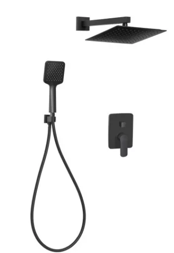 Falba süllyesztett csaptelep, Invena Siros Square zuhanyrendszer szett, fekete BS-90-011-A