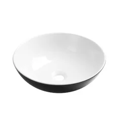   Mosdó, Invena Dokos mosdókagyló,kerek, fekete-fehér, 39,5 cm CE-19-041-C
