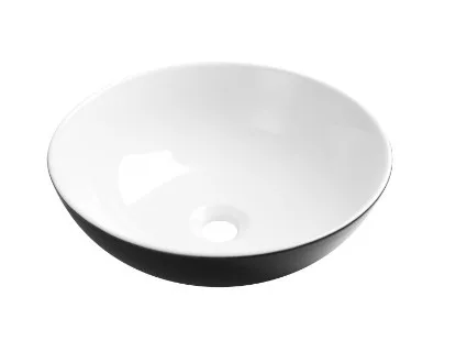 Mosdó, Invena Dokos mosdókagyló,kerek, fekete-fehér, 39,5 cm CE-19-041-C