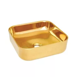   Mosdó, Invena Malaga mosdókagyló, szögletes, fényes, arany 39 cm CE-39-009-C