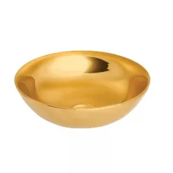   Mosdó, Invena Tinos mosdókagyló, kerek, fényes, arany 39,5 cm CE-43-009-C