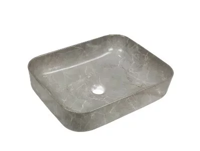 Mosdó, Invena Florina szögletes, márvány hatású, szürke, fényes, 51 cm CE-40-705-C