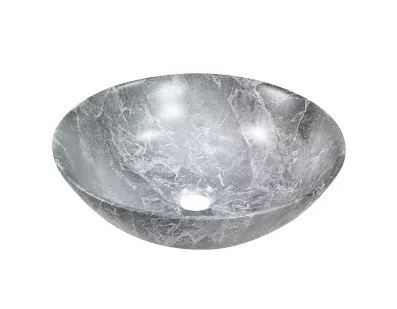 Mosdó, Invena Tinos kerek, márvány hatású, szürke, fényes 39,5 cm CE-43-707-C
