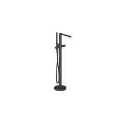   Kádtöltő csaptelep, Ravak Chrome II padlón álló csaptelep zuhanyszettel, fekete X070468
