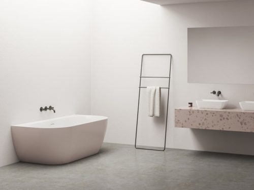 Kád, Ravak Freedom Wall Tec 170x87, Alabaster Pink/fehér, fehér lefolyó CE31600000