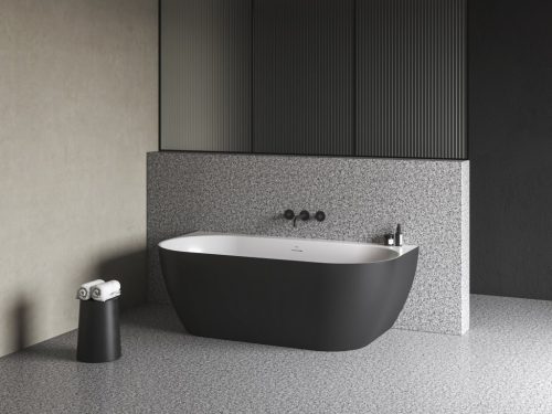 Kád, Ravak Freedom Wall Tec 170x87, Fekete/fehér, fekete lefolyó CE31700000