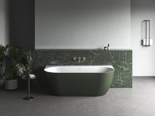 Kád, Ravak Freedom Wall Tec 170x87, Grey Green/fehér, fehér lefolyó CE31200000