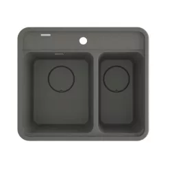  Mosogatótálca, Deante Momi 1,5 medencés, gránit mosogató, antracit metál ZKM_T503