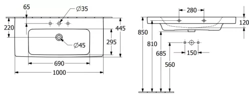 Mosdó, Villeroy&Boch Architectura mosdó 100x44,5 cm 4A87A501