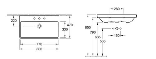 Mosdó, Villeroy&Boch Avento mosdó 80x47 cm 41568001