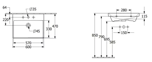 Mosdó, Villeroy&Boch Avento mosdó 60x47 cm 41586001