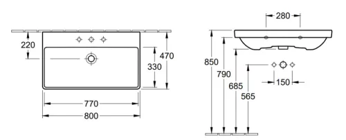 Mosdó, Villeroy&Boch Avento mosdó 80x47 cm 415680R1