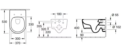 WC, Villeroy&Boch Avento fali WC kombipack ülőkével, DirectFlush rendszerrel 5656HR01