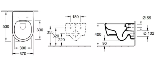 WC, Villeroy&Boch Avento fali WC kombipack ülőkével, DirectFlush rendszerrel 5656HRR1