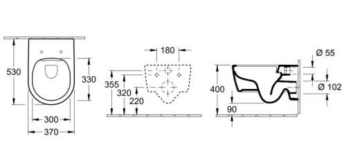 WC, Villeroy&Boch Avento fali WC kombipack ülőkével, DirectFlush rendszerrel 5656RSR1