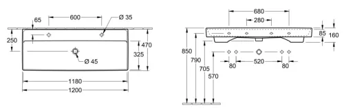 Mosdó, Villeroy&Boch Collaro 120x47 cm mosdó 4A33C401