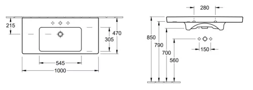 Mosdó, Villeroy&Boch Subway 2.0 100x48 cm mosdó 7175A001