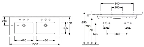 Mosdó, Villeroy&Boch Subway 2.0 130x47 cm mosdó 7175D001