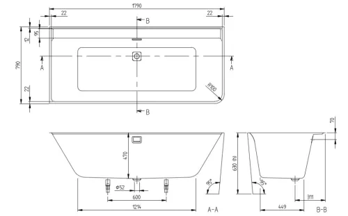 Kád, Villeroy&Boch Collaro kád 179x79 cm, balos UBA180COR9CL00VD01