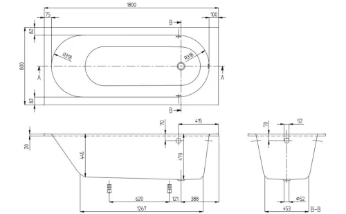 Kád, Villeroy&Boch Oberon kád 180x80 cm UBQ180OBE2V-01