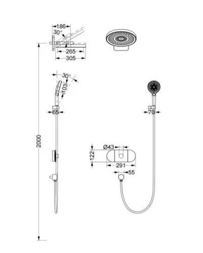 Falba süllyesztett csaptelep,Arezzo design Uni termosztátos, szálcsiszolt arany AR-6296BG