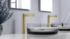 Mosdó csaptelep, Arezzo design Elegant magasított mosdó csaptelep, szálcsiszolt arany AR-8595BG