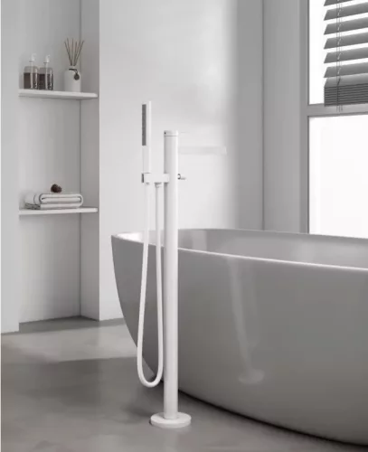 Kádtöltő csaptelep, Arezzo design Elegant szabadonálló, matt fehér AR-10095MW