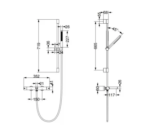 Kádtöltő csaptelep, Arezzo design Elegant termosztatikus kádcsaptelep szett, matt fehér AR-1295MW