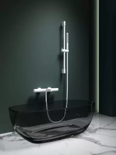 Kádtöltő csaptelep, Arezzo design Elegant termosztatikus kádcsaptelep szett, matt fehér AR-1295MW