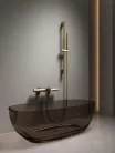 Kádtöltő csaptelep, Arezzo design Elegant termosztatikus, szett, szálcsiszolt arany AR-1295BG