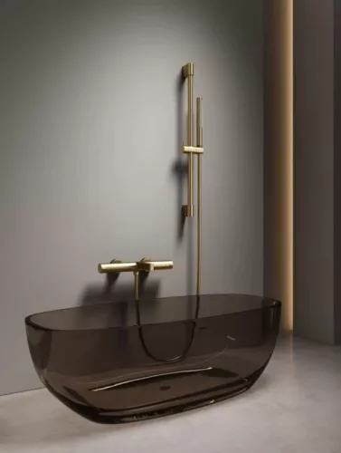 Kádtöltő csaptelep, Arezzo design Elegant termosztatikus, szett, szálcsiszolt arany AR-1295BG