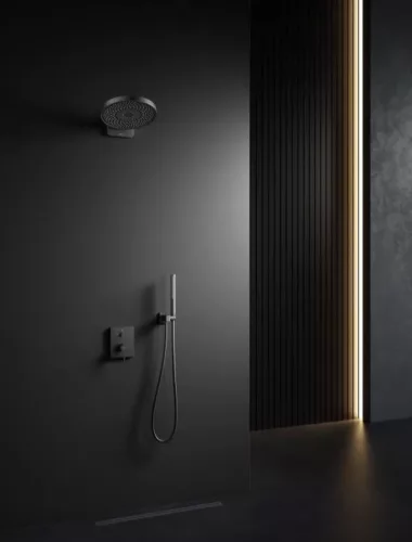 Falba süllyesztett csaptelep, Arezzo design Elegant zuhanyszett, gun metal AR-2095GM