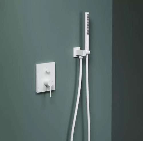 Falba süllyesztett csaptelep, Arezzo design Elegant zuhanyszett, matt fehér AR-2095MW