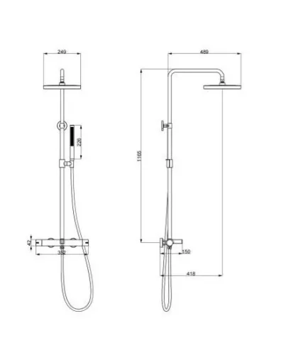 Zuhanyszett, Arezzo design Elegant 3 funkciós, termosztatikus, gun metal AR-3095GM